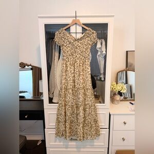 BB Dakota Cream and Green Floral Maxi Dress